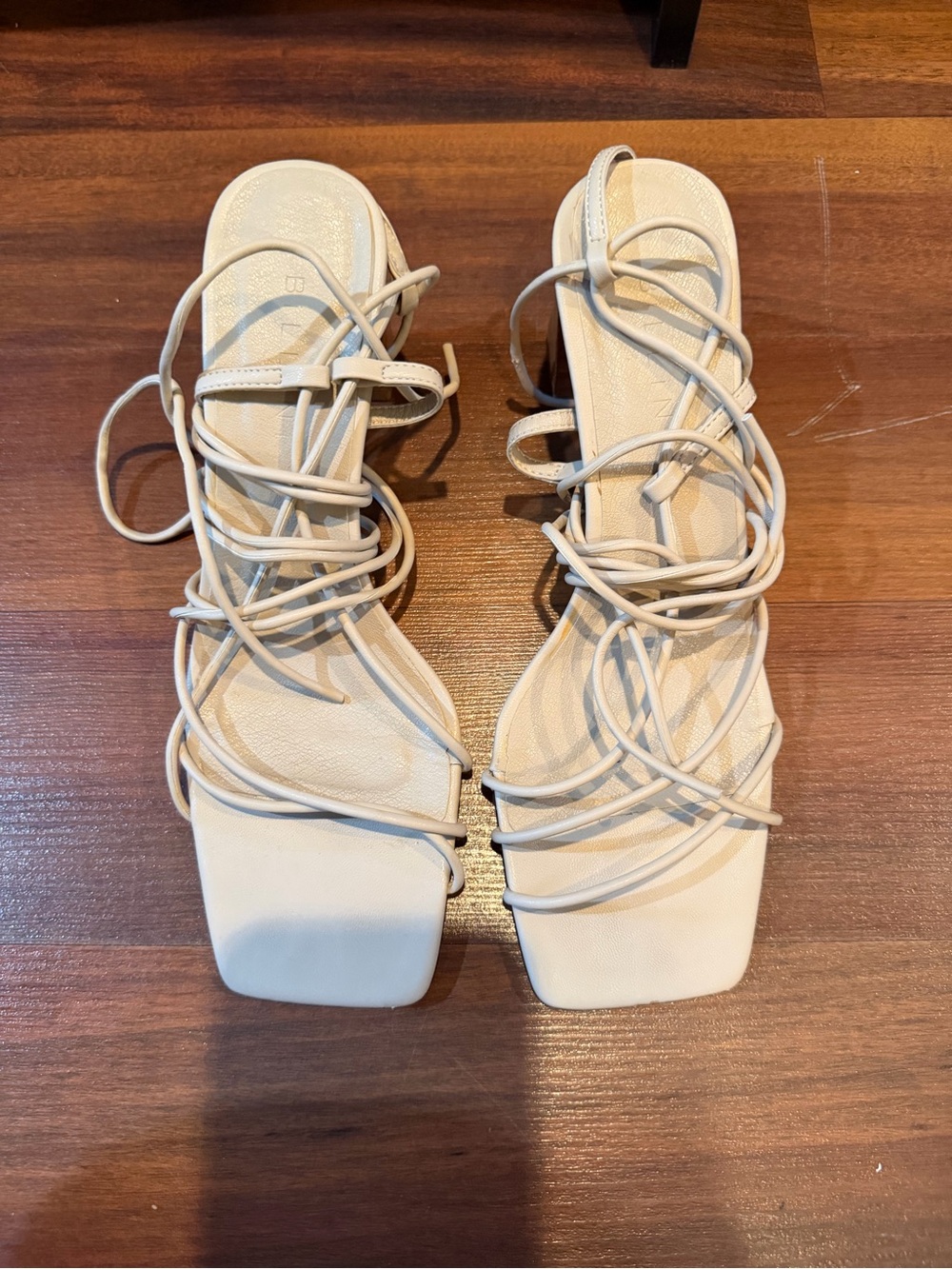 Billini Strappy Square-Toe Sandals in Light Beige
